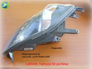 Fényszóró javítás műanyag hegesztéssel